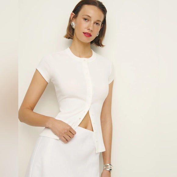 Reformation Tops - Reformation Elegant White Button-Up Women's Top